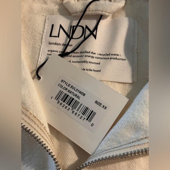 NWT LNDN Quarter Zip Denim Pullover/Jacket In Natural Cream XS - Picture 6 of 15